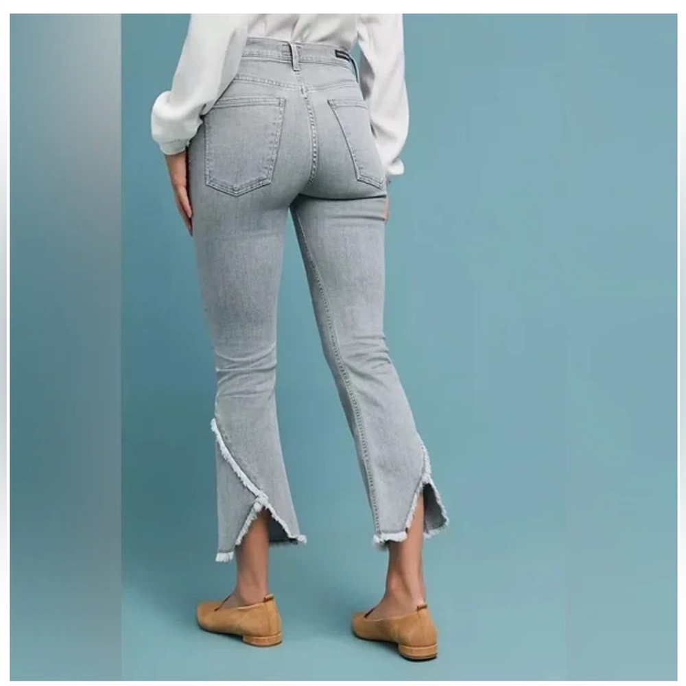 Citizens of Humanity Drew Fray High Rise Flare Crop Ankle Size 26 Ash Gray